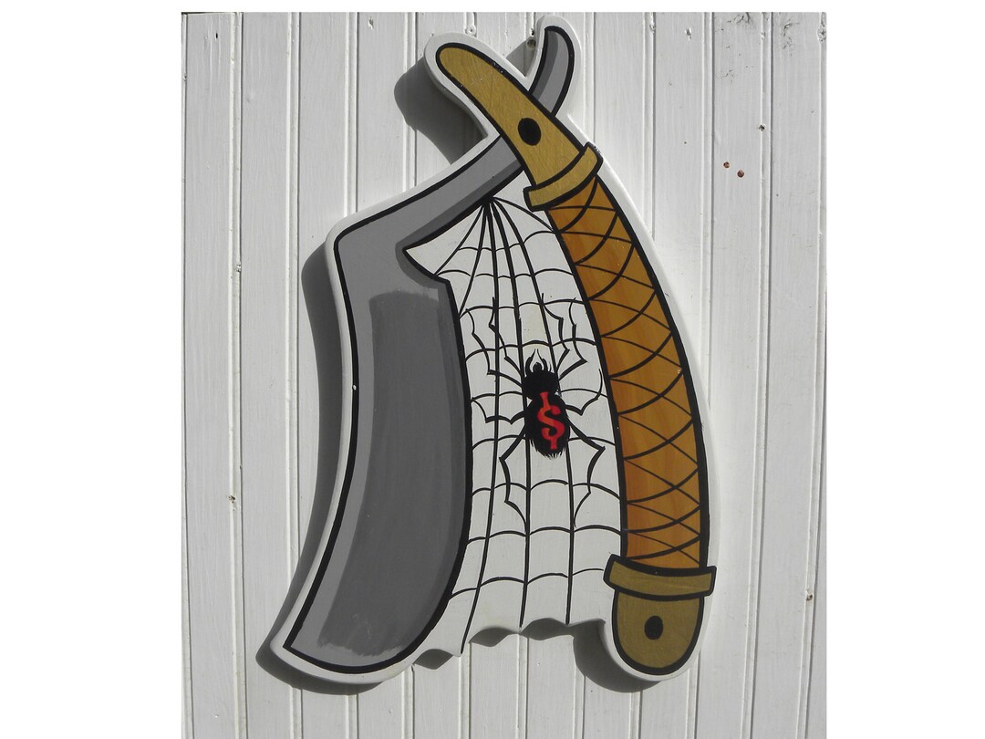 Barber Shop Razor Sign-wooden Hand Painted Wall Decor for Your Shop ...