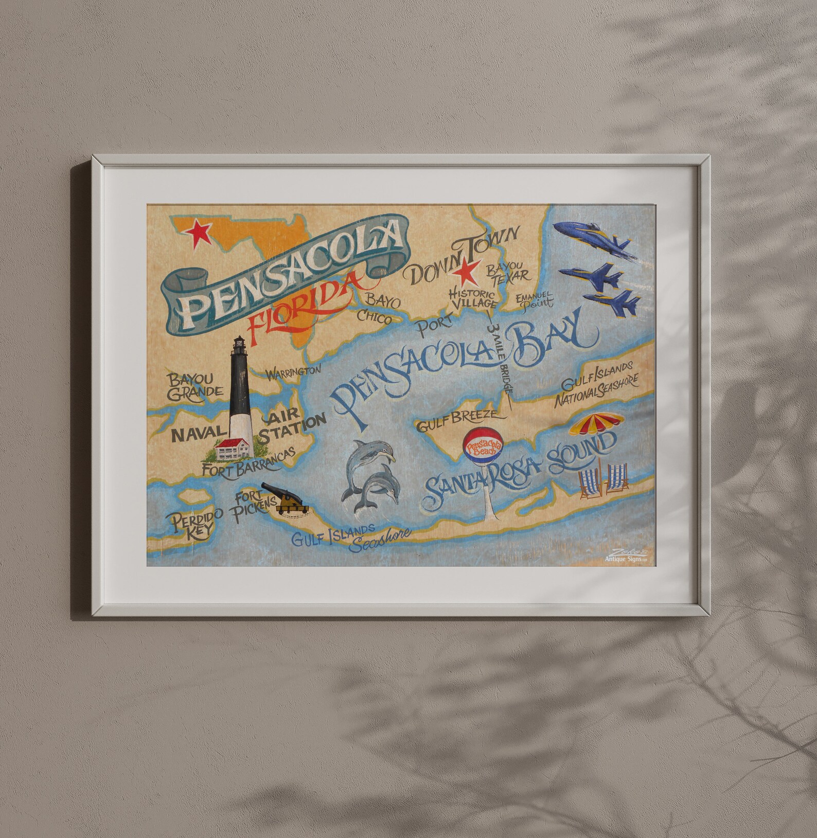 Pensacola Florida Beach Map Print Beach Decor Beach Map - Etsy