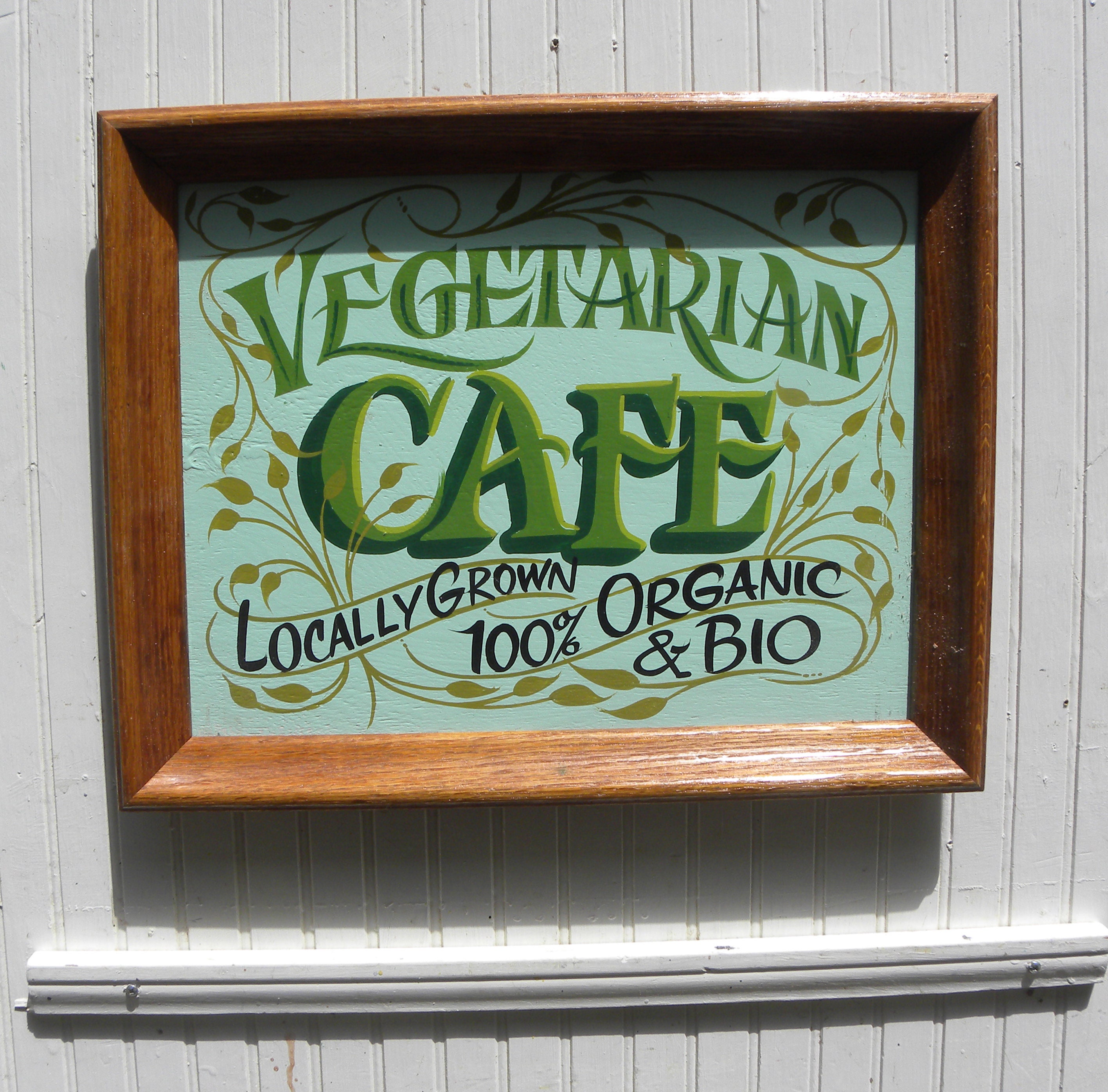 Vegetarian Cafe Sign | Hand Painted Cafe Art | Store | Food Truck Sign ...