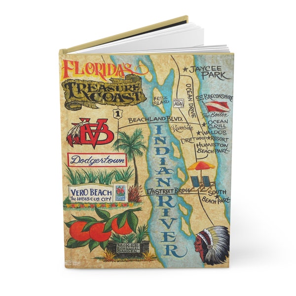 Vero Beach Florida Hardcover Journal I Notebook I Planner I Florida Art I Indian Beach I Florida Keys I Treasure Coast I Scuba I Native Art