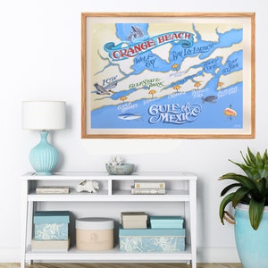 Orange Beach Alabama Beach Map Print Travel Map Art, Beach House Decor ...