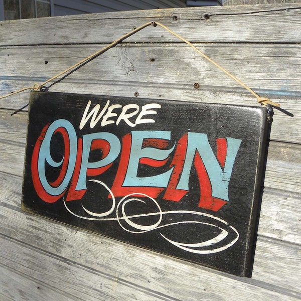 Open   Sign, hand painted, wooden sign   ZTS O4