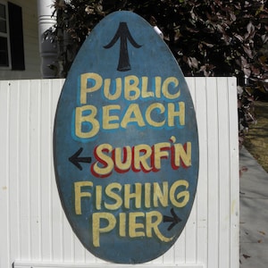 Hand Painted Beach Directional Sign: Surf Decor