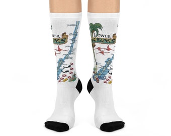 Florida Keys Socks |Map Print Socks | Map Socks | Funny Socks | Novelty Socks | Gifts for Him| Gifts for Her | Funny Gift | Unique Gifts