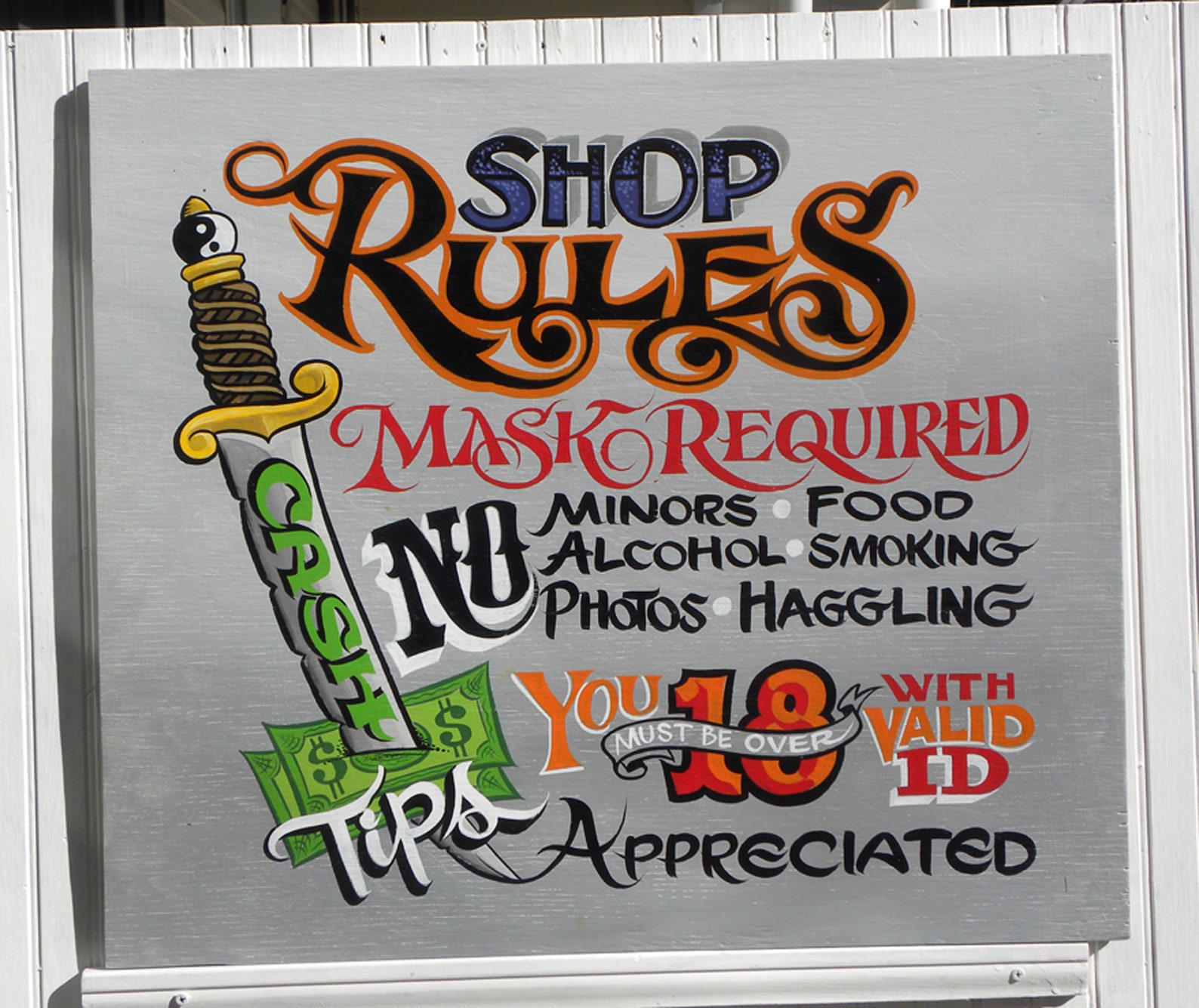 Tattoo Shop Rules Policy Print from an original hand painted Etsy
