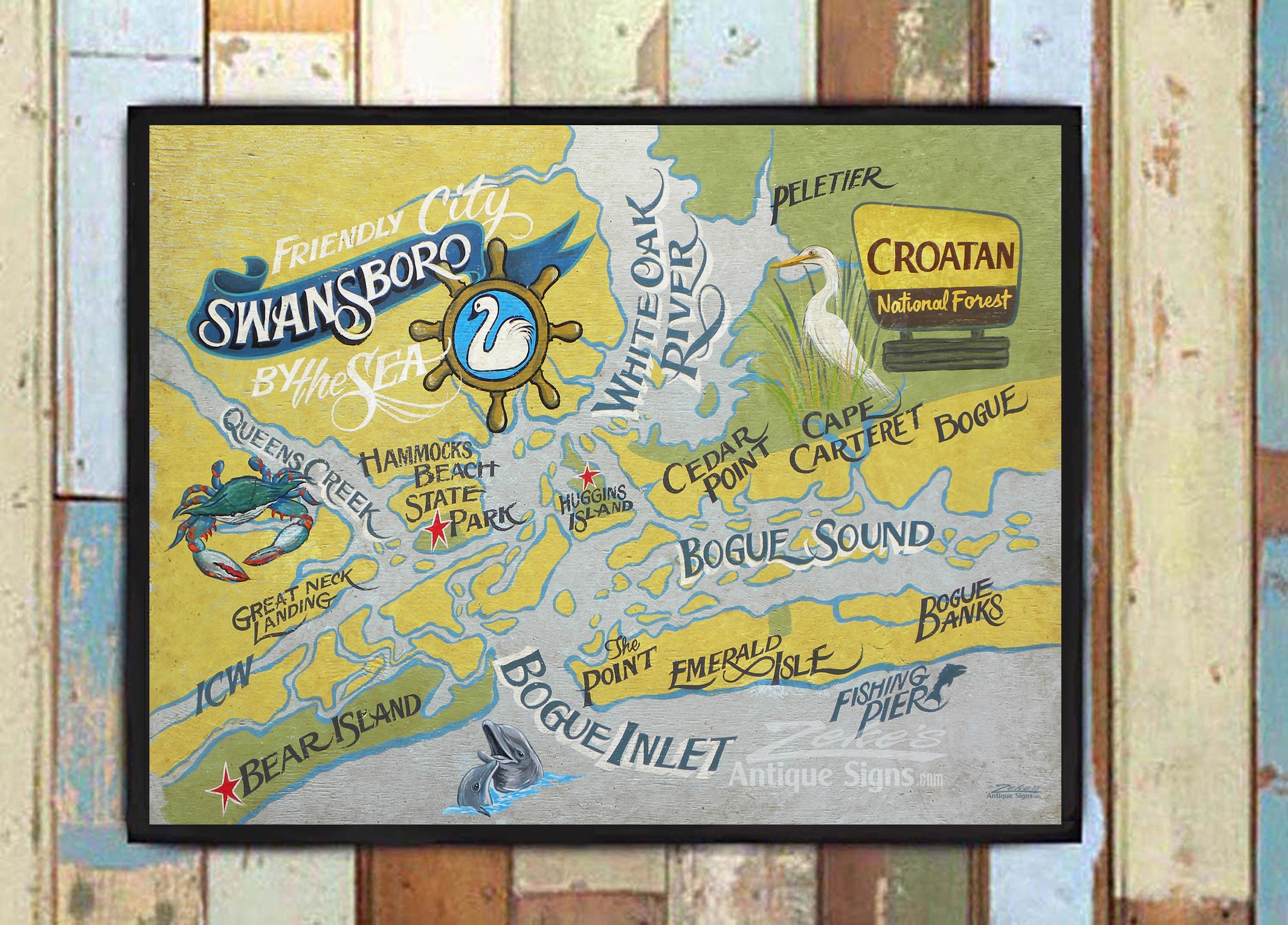 Swansboro North Carolina Print from an original hand painted Etsy