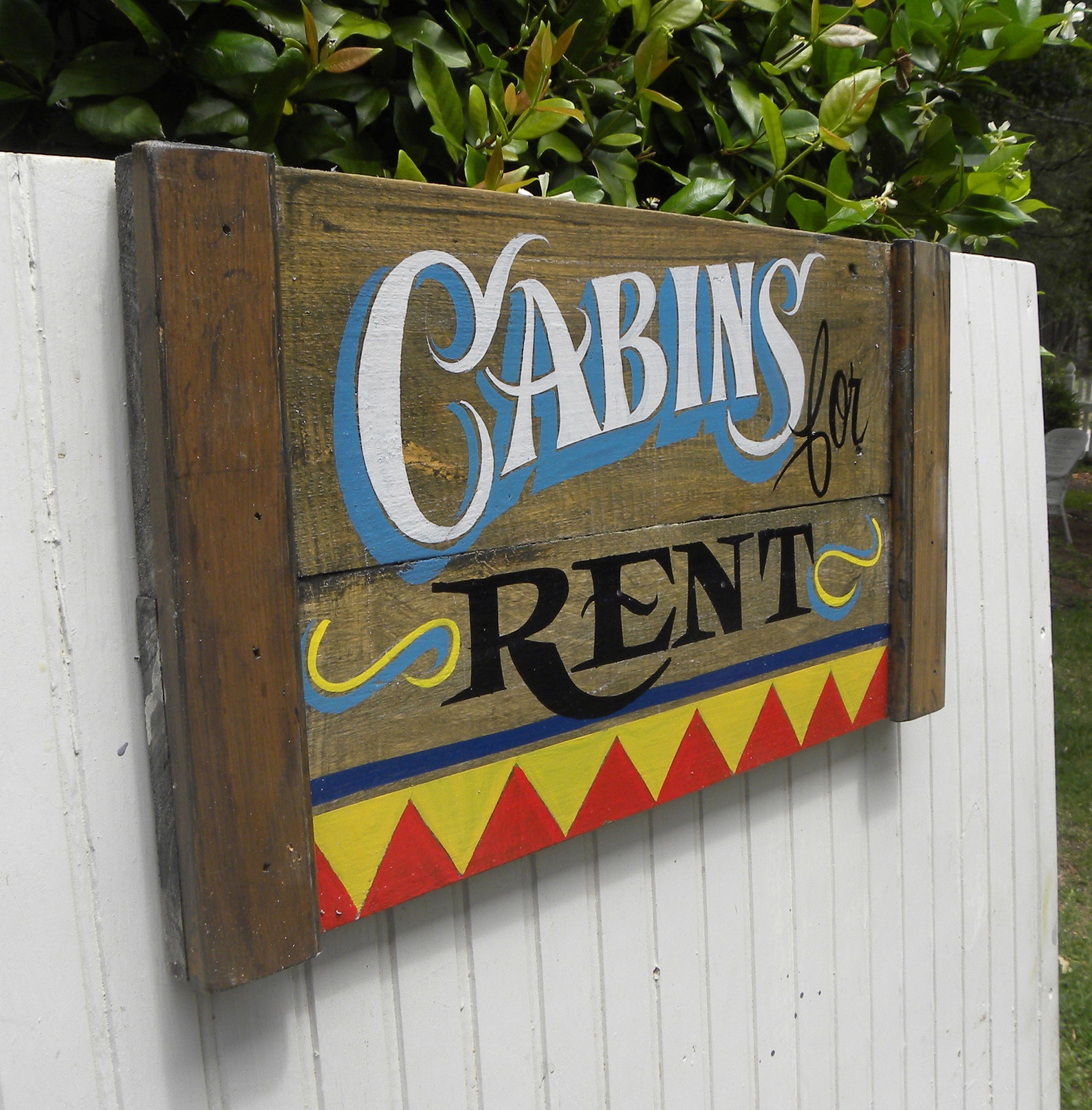 hand painted rustic wood sign for cabin rental home