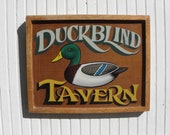 Decoy Sign hand painted carved duck head. North Carolina or lake cabin art