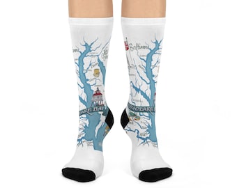 Chesapeake Bay Map Socks: Maryland, Delaware, Baltimore Novelty Print