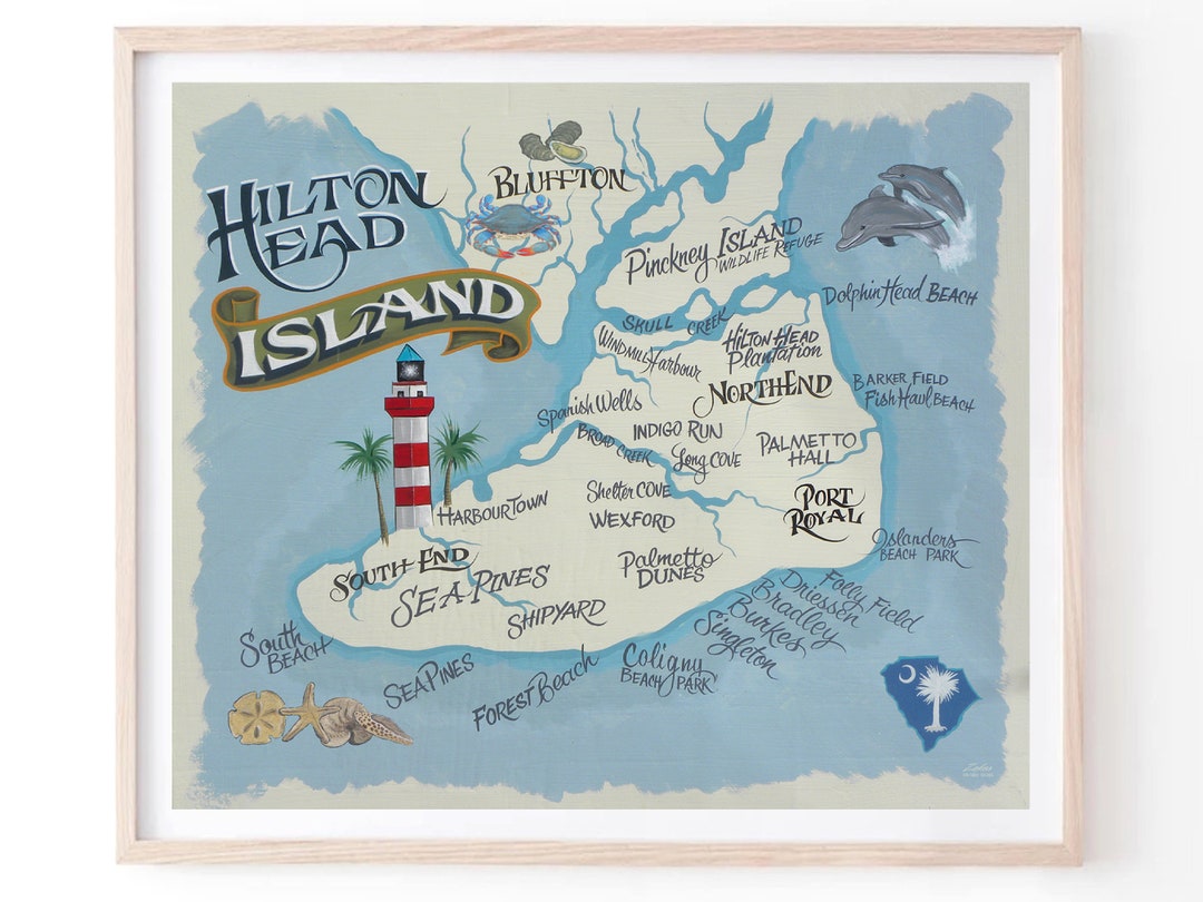 Hilton Head Island Map Print . Beach House Decor South - Etsy