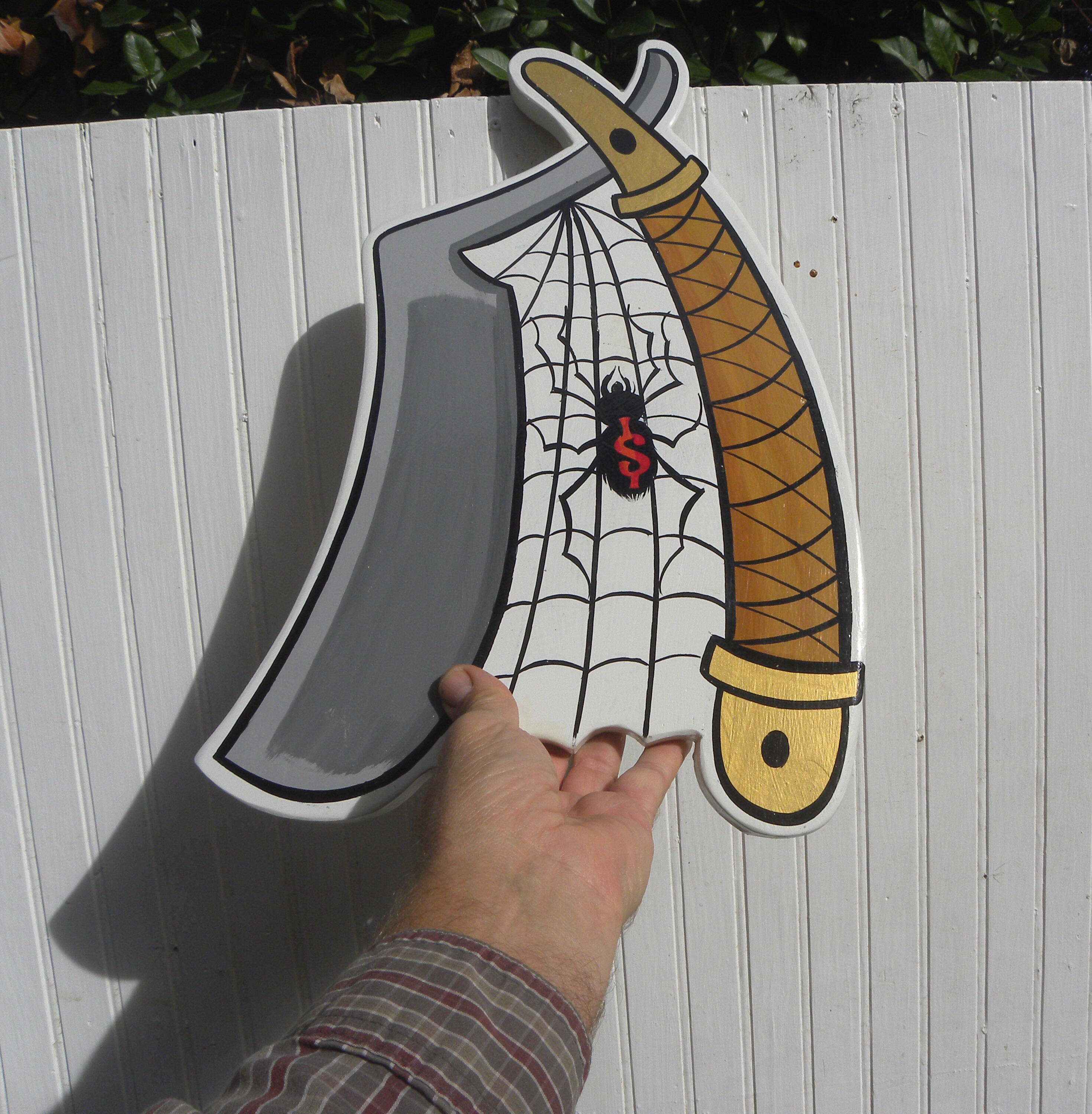 Barber Shop Razor Sign-wooden Hand Painted Wall Decor for Your Shop ...