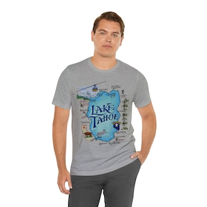 T-shirt van Lake Tahoe, T-shirts van de groep | Unisex jersey T-shirt met korte mouwen | Cadeaus voor hem | Cadeaus voor haar | Familie T-shirts