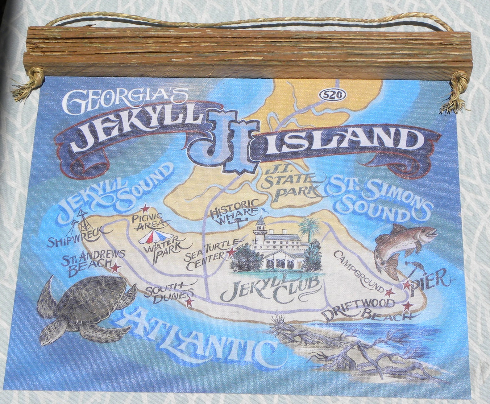 Jekyll Island Map Canvas Wall Hanging from an original hand Etsy