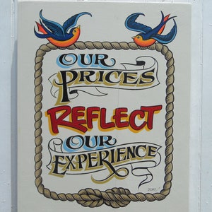 Hand Painted Tattoo Sign |  Tattoo Shop Sign I Tattoo Shop Decor I Tattoo Artist Gift I Tattoo Shop Wall Art