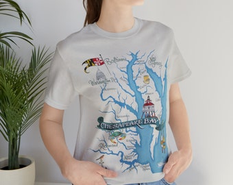 Chesapeake Bay Graphic Tee-short Sleeve with Original Art by Zeke!  Maryland, Baltimore, DC, Eastern Shore, Virginia, New Jersey, Delaware