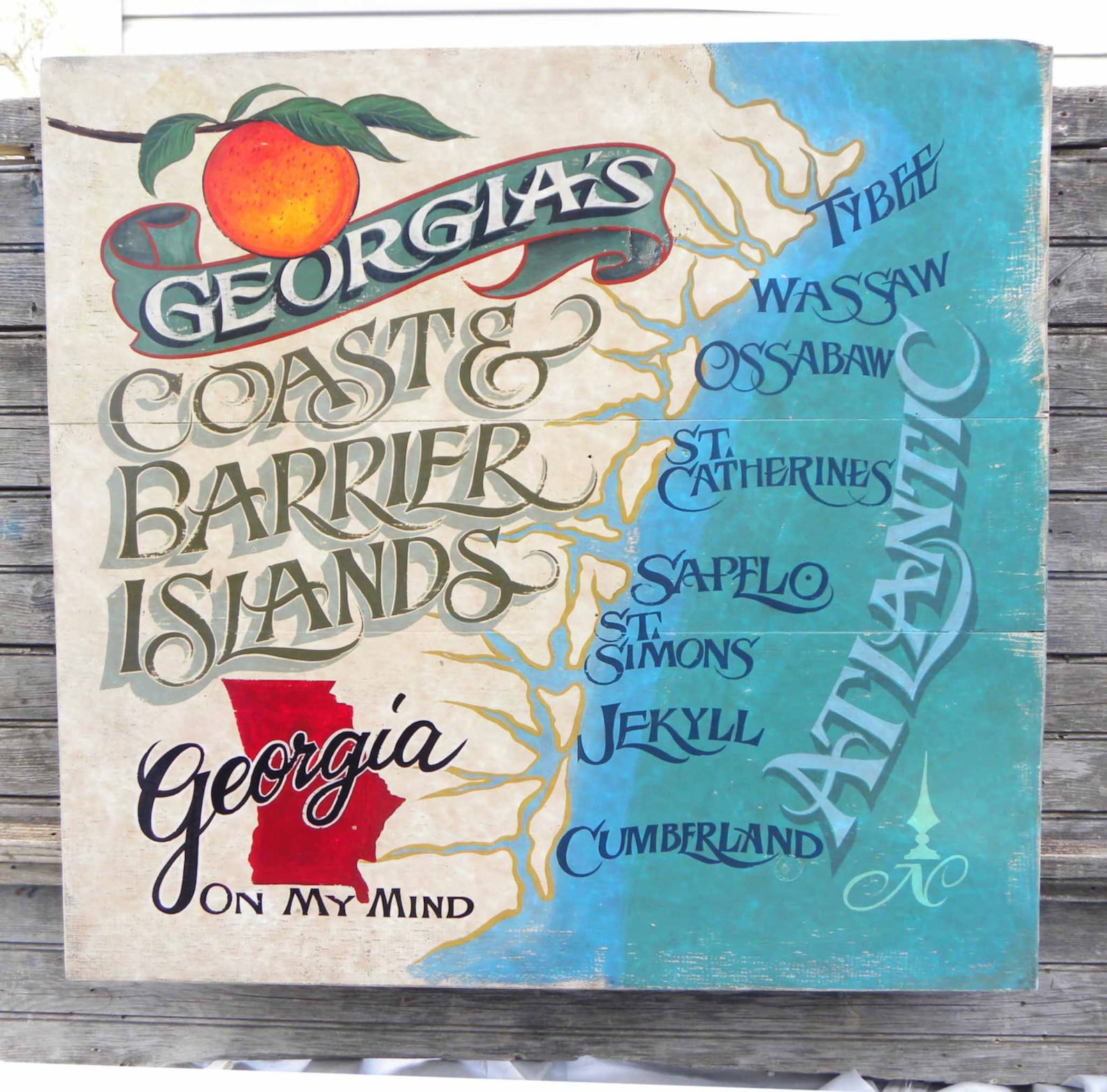 Georgia Barrier Island Coast Map Print From an Original Hand - Etsy