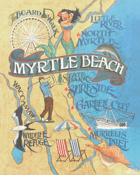 Myrtle Beach South Carolina Printbeach House Decortravel - Etsy