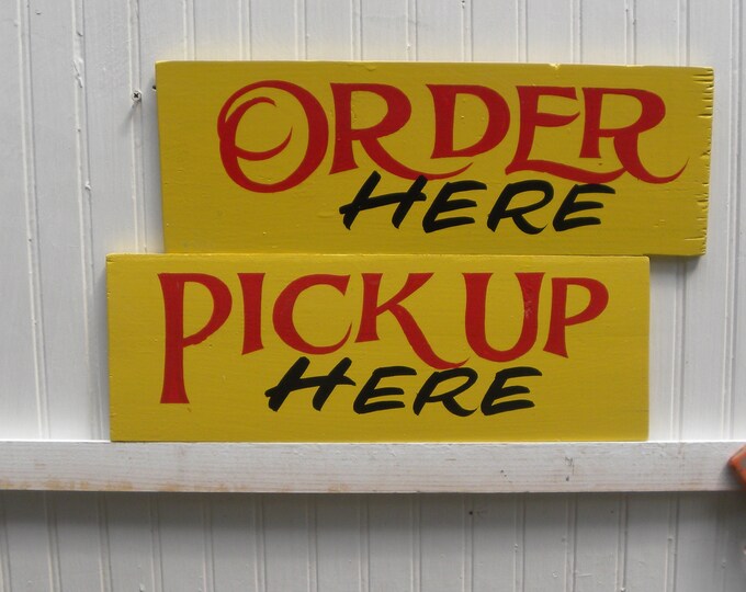 Order Here &amp; Pick up Here Signs Hand Painted Original Wooden Signs ...