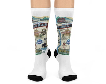 Asheville North Carolina Socks I Maps Socks