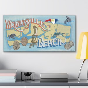 Wrightsville Beach North Carolina Canvas | Gift| Beach House Decor| Art Print| Coastal Decor| Wilmington| Wedding Gift| Wall Decor | NC