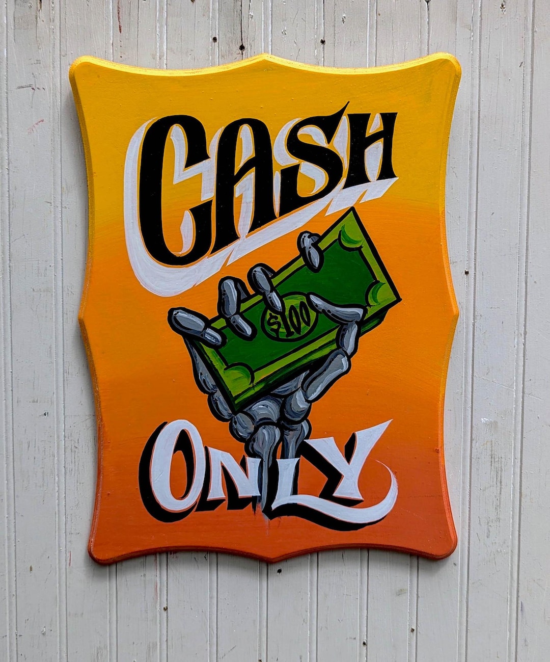 Cash Only Sign | Original Hand Lettered Wooden Sign| Tattoo Parlor ...