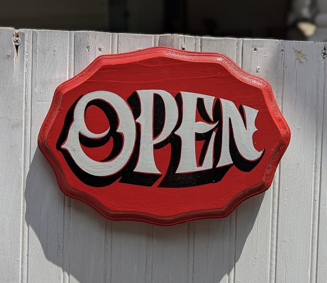 Open Sign, We're Open Hand Painted, Wooden Sign. Shop Window, Retail ...