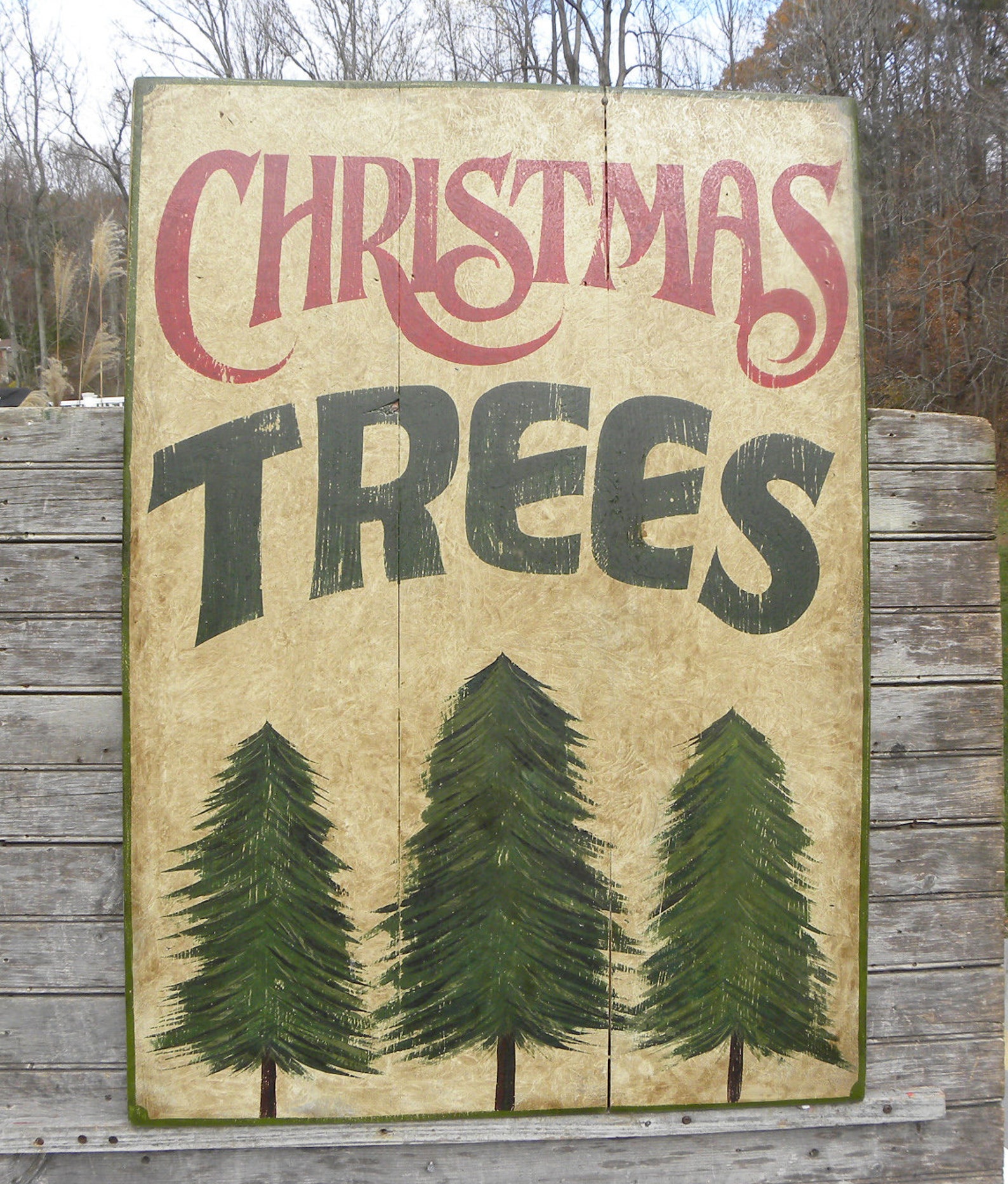 Christmas Tree Farm Sign Original Hand Painted Wooden Sign Etsy