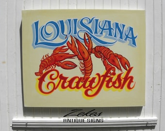 Louisiana Crawfish Sign | Hand Painted Art| Cajun Art| Gift| Cajun Decor| Louisiana Wall Decor| Cajun Party| Seafood Art| Dinner Party|Party