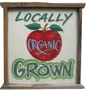 Hand Painted Apples Sign: Locally Grown Farmhouse Kitchen Decor