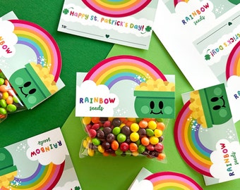 Rainbow Seeds Printable, St Patricks Day Printable, St Patricks Day Candy Bag Topper