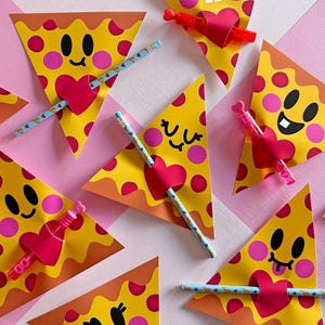 Pizza Slice Valentine, Pencil or Bubble Hugger, Printable Card, Instant Download