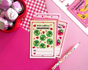Cutie Fruity Valentine exchange cards, Printable Cards, Instant Download
