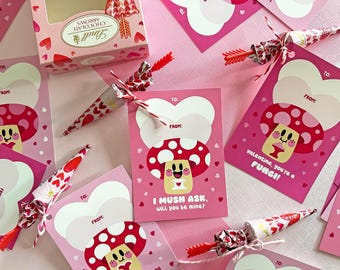Mushroom Valentine exchange cards, Printable Cards, Instant Download