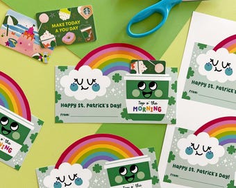 St Patricks Day Coffee Card Holder, Printable Gift Tag