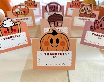 Thanksgiving Place Cards, Printable Party Decor, Instant Download