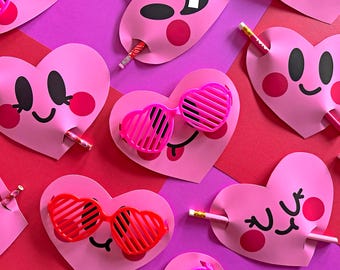 Cutie Hearts Valentine, Printable Cards, Instant Download
