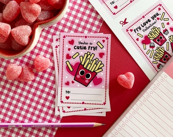 French Fry Valentines, Printable Valentine Cards, Classroom Valentines, Instant Download