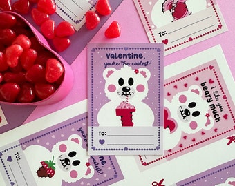 Polar Bear Valentines, Printable Valentine Cards, Classroom Valentines, Instant Download