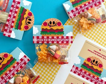 Cheeseburger Goodie Bag Topper, Birthday Party Printable