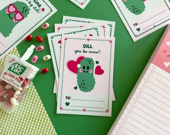 Pickle Valentines, Printable Valentine Cards, Classroom Valentines, Instant Download