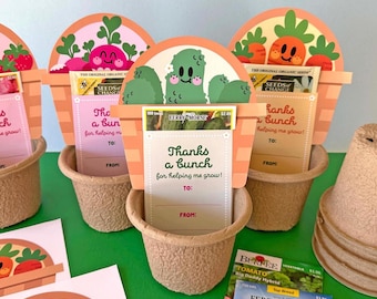 Teacher Thank You Cards, Printable Gift Tags, Garden Basket Seed Packet Holders, Instant Download