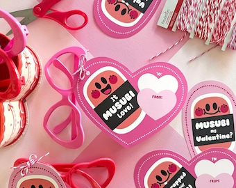 Spam Musubi Big Heart Valentines, Printable Cards, Instant Download