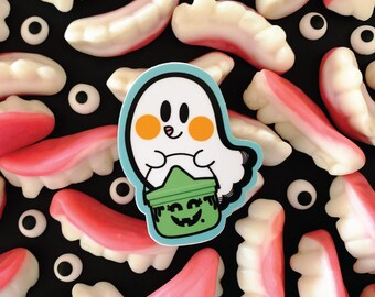 Trick or Treat Witch Ghost Sticker