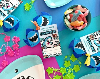 Shark Birthday Party Favor Tags: Fintastic Treat Tag, Printable