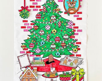 Countdown and Color to Christmas, Coloring Poster and Pages, Instant Download