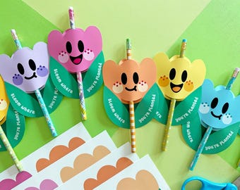 Tulip Pencil Topper, Printable Gift Tag, Instant Download