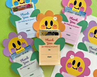 Teacher Thank You Cards, Printable Gift Tags, Happy Daisy Seed Packet Holders, Instant Download