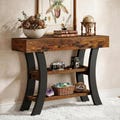 Rustic Console Table with Storage Shelves, 41 Inch Entryway Table, Curved Sofa Table, Narrow Hallway Accent Furniture product logo