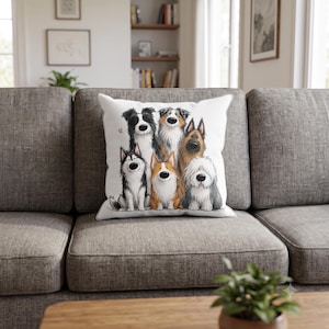 Federa per cuscino con motivo cani / Cuscino in twill di poliestere per Husky, Corgi, Border Collie e Pastore