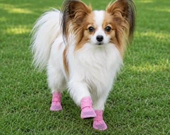 Zapatos transpirables de malla para perros, protectores de patas para cachorros, botines para mascotas pequeñas, botas antideslizantes, calzado para pasear en verano.
